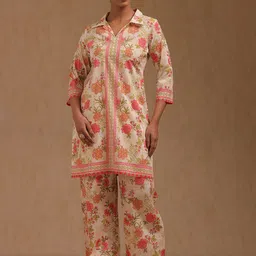 Soch Printed Pure Cotton Tunic & Trousers Co-Ords Set-image-7