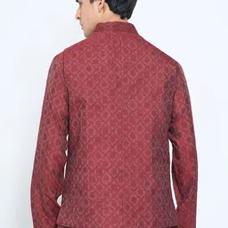 indus route by Pantaloons Woven Design Mandarin Collar Pure Cotton Nehru Jacket image 4