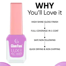 GlamFam Luxe Set Of 2 Glossy Finish Nail Lacquer - 12 ml Each - Deep Blush 12 image 3
