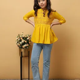 BAESD Girls Ethnic Motifs Embroidered A- Line Top-picture-20