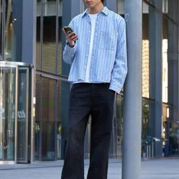 Bershka Men Standard Fit Striped Casual Shirt-picture-42