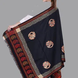 Tones-N-Shades Ethnic Motifs Embroidered Woollen Shawl image 3