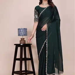 K 5 Fashion Embellished Embroidered Pure Chiffon Designer Saree-picture-39