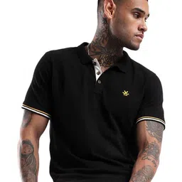 WROGN Men Solid Polo Collar Cotton T-Shirt image 1