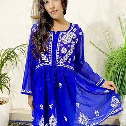 ADR CHIKAN Women Embroidered Chikankari Georgette Top-image-16