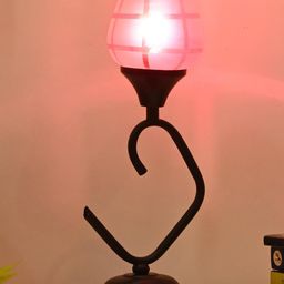 SOMIL Pink Printed Glass Cylindrical Shaped Table Lamp-picture-2