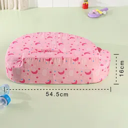Babyhug Cotton Feeding Pillow With Belt Moon Print - Pink image 3