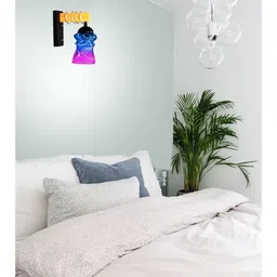 1ST TIME Pink & Blue Textured Wood Contemporary Abstract Shaped Shaped Wall Lamp image 5