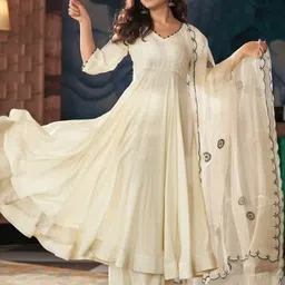 KALINI Solid Art Silk Kurta Set image 2