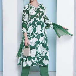 LABEL KASHI Women Floral Printed Kurta with Trousers & Dupatta-image-84