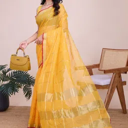 Moda Rapido Checked Banarasi Zari Saree image 3