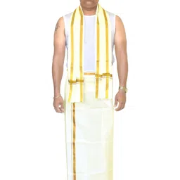 TUNI MANI Men Cotton Welcro Pocket Dhoti With Towel image 4