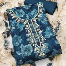 SAINOOR Floral Printed Beads and Stones Semi-Stitched Dress Material-picture-33