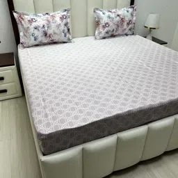 Pure Decor Royal Majestic Pink Printed Pure Cotton 350TC King Bedsheet Set 2.74 x 2.74 m-picture-45