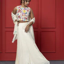 GloballyRonakRBafna Embellished Organza Unstiched Lehenga & Blouse With Dupatta image 4