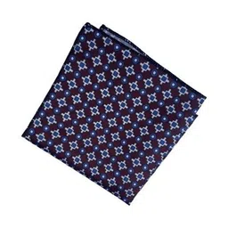 CALIXTO Unisex Blue & Black Printed Long Satin Scarf With Matching Pocket Square image 2