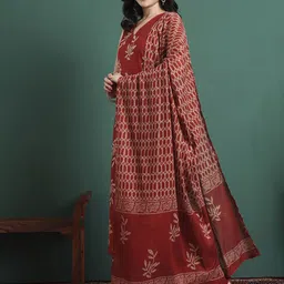 KALINI Women Ethnic Motifs Printed Cotton Kurta with Trousers & Dupatta image 2
