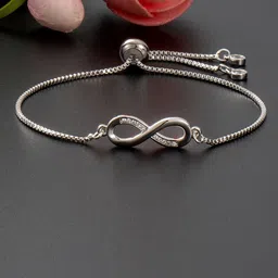 DressBerry Stainless Steel Silver-Plated CZ Studed Infinity Adjustable Wraparound Bracelet-image-39