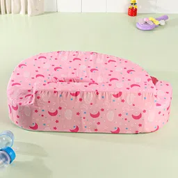 Babyhug Cotton Feeding Pillow With Belt Moon Print - Pink image 4