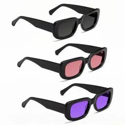 Arzonai Pack Of 3 Unisex Rectangle Sunglasses With UV Protected Lens-picture-26