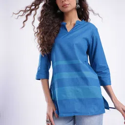 Anouk Rustic Mandarin Collar Striped Straight Kurti-picture-14