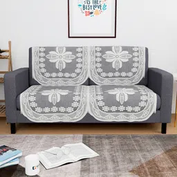 Myntra Elegant Homes White Cotton 2 Seater Sofa Cover-image-95