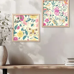 WALLLANE Brown & Pink 2 Pieces Wood Madhubani Wall Art-picture-21