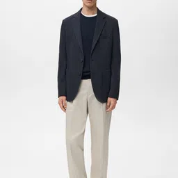 MANGO MAN Self-Design Single-Breasted Blazer image 4