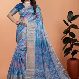 Demure Clothing Co Floral Silk Blend Saree-picture-12