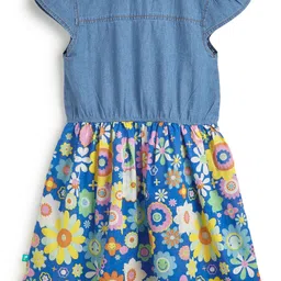 JusCubs Floral Print Peter Pan Collar Denim Fit & Flare Dress image 2