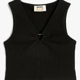 Koton Girls V-Neck Pockets T-shirt-image-51
