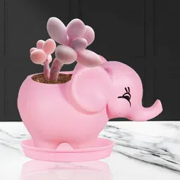 LASAKI Jumbo Pink Ceramic Handmade Planter With Plate image 3