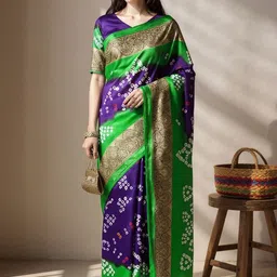 Anouk Rustic Woven Design Bandhani Print Zari Bandhani Saree-picture-13