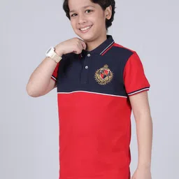 Cantabil Boys Colourblocked Polo Collar T-shirt-image-8
