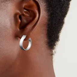 MINUTIAE Silver-Plated Circular Shaped Hoop Earrings image 3