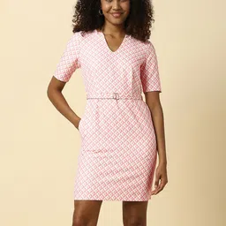 Allen Solly Woman Checked Belted Above Knee Sheath Dress-picture-11