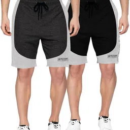 Crisper Men Pack Of 2 Colourblocked Mid-Rise Regular Fit Cotton Shorts image 3