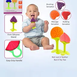 Kritiu Kids 6-Pcs Silicon Green & Yellow Fruit Shaped Silicone Teether image 3