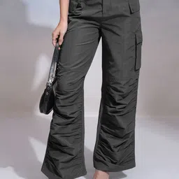 CHIC BY TOKYO TALKIES Women Flared Pleated Cargos Trousers-image-65