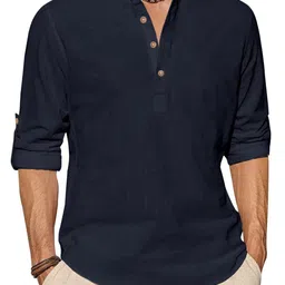 Navkanj Mandarin Collar Roll-Up Sleeves Cotton Straight Kurta-picture-19