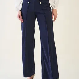 aayu Women Wide Leg High-Rise Easy Wash Pleated Trouser-image-67