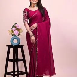 K 5 Fashion Embroidered Pure Chiffon Saree-picture-32