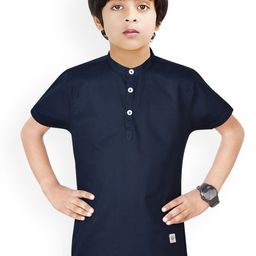 MADE IN THE SHADE Boys Band Collar Pure Cotton Short Kurta-picture-16