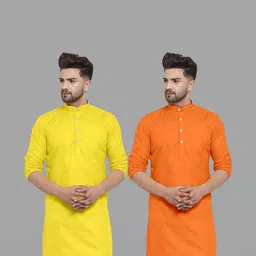 VS MALL Men Orange Kurtas-picture-43