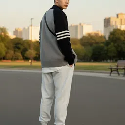 HERE&NOW Men Colourblocked Cardigan image 3