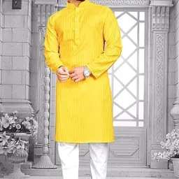 devmore Men Cotton Blend Kurta Pyjama Set-picture-10