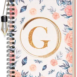 jhingalala Wiro Diary With Initial Letter G Floral Design Spiral Notebook With Dangler A5 Notebook Ruled 160 Pages image 1