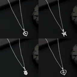 boghra sales combo pendant for girls Silver, Rhodium Diamond Silver, Alloy Pendant-picture-47