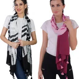 palatt Printed Viscose Women Black, Purple Scarf, Stole, Fancy Scarf-picture-33