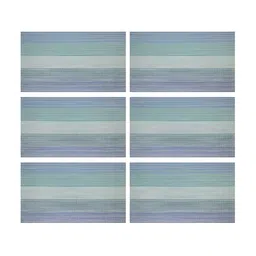 YELONA Blue & Beige 6 Pieces Striped Rectangular Table Placemats image 3